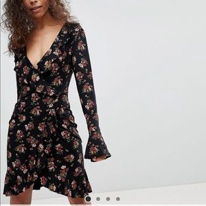 Boohoo Petite Floral Print Tea Dress